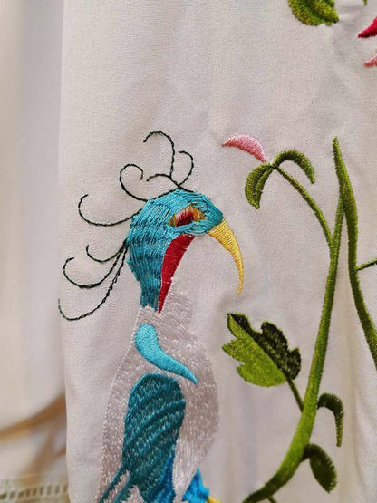 White Tasseled Embroidered Midi Dress