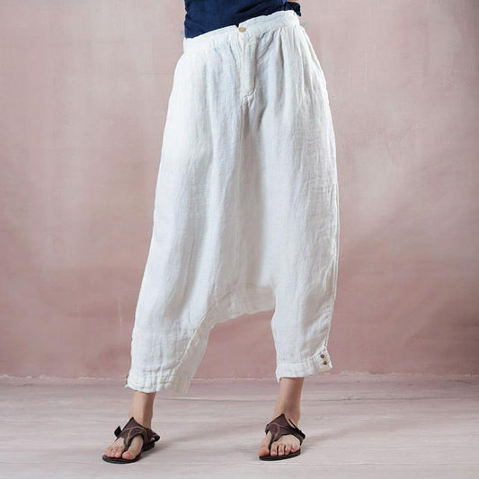 White Casual Women Summer Pants