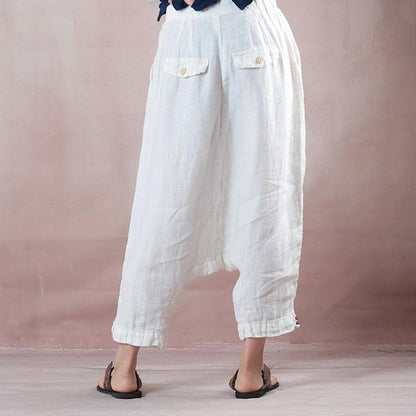 White Casual Women Summer Pants