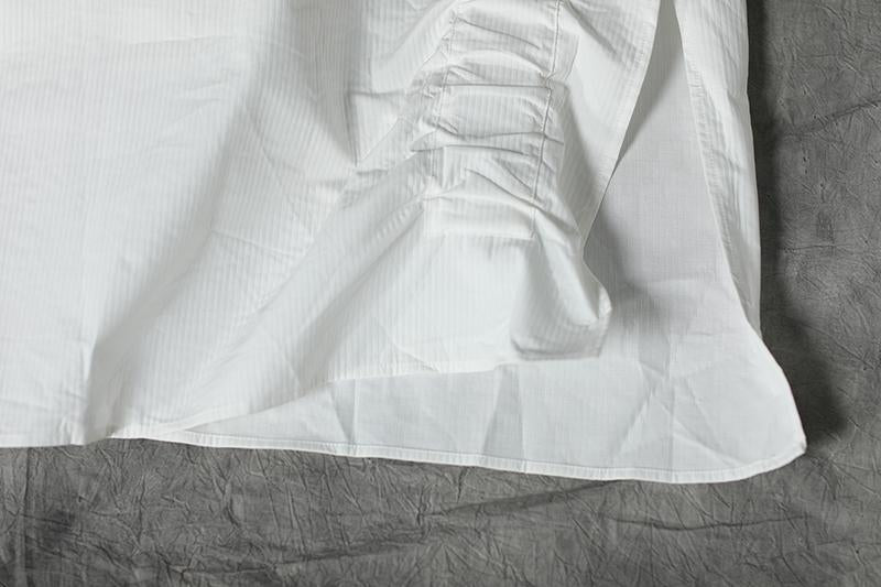 White Long Sleeve Cotton Casual Shirt Dress