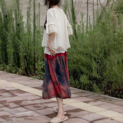 White Loose Cotton Women Summer Pullover Blouse