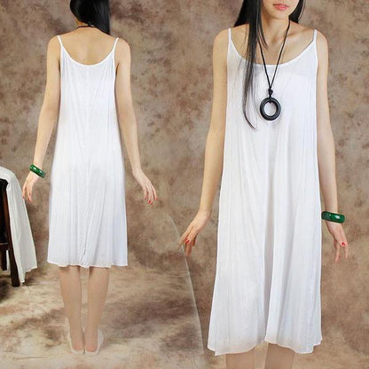 Women Splicing Summer Dress Loose Cotton with Pocket