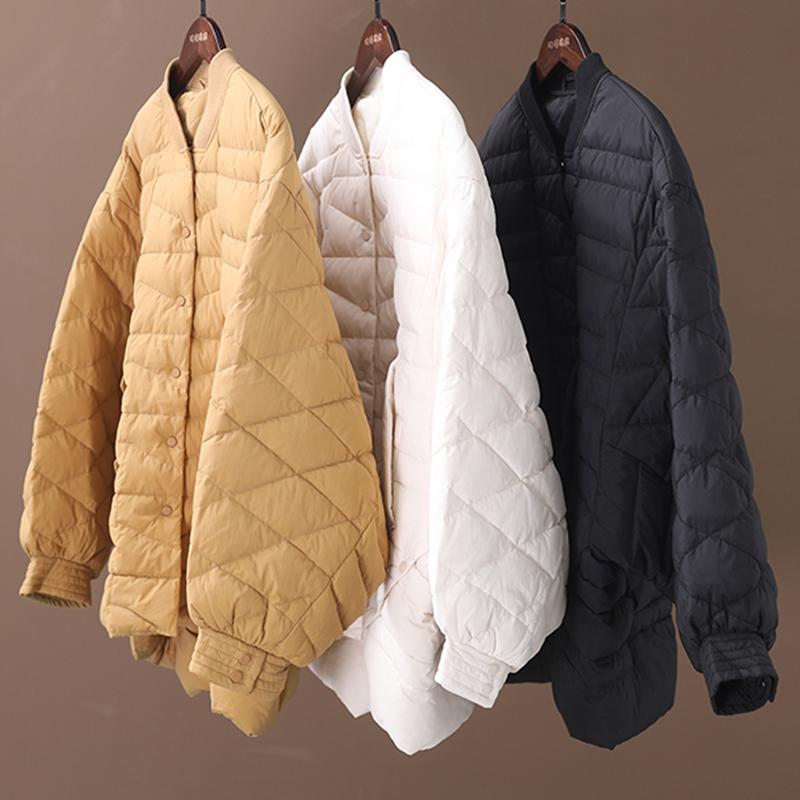Winter Bat Sleeve Oblique Pocket Casual Down Coat