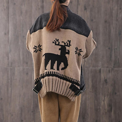 Winter Casual Knitting Stitching Denim Coat