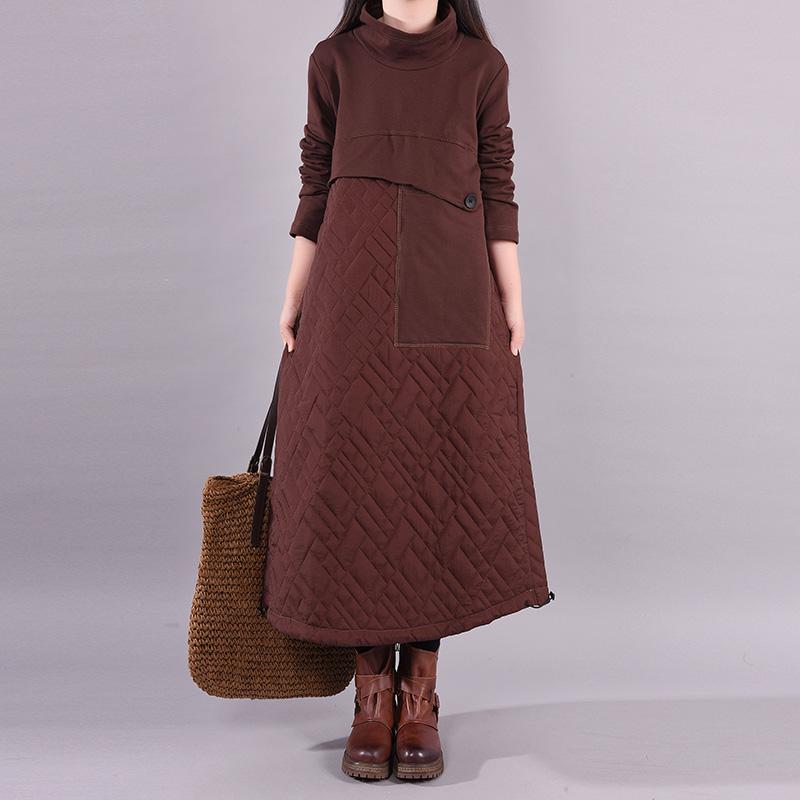 Winter Casual Padded Thick Spliced Dress