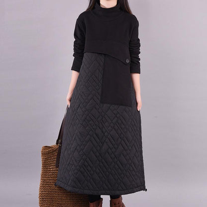 Winter Casual Padded Thick Spliced Dress