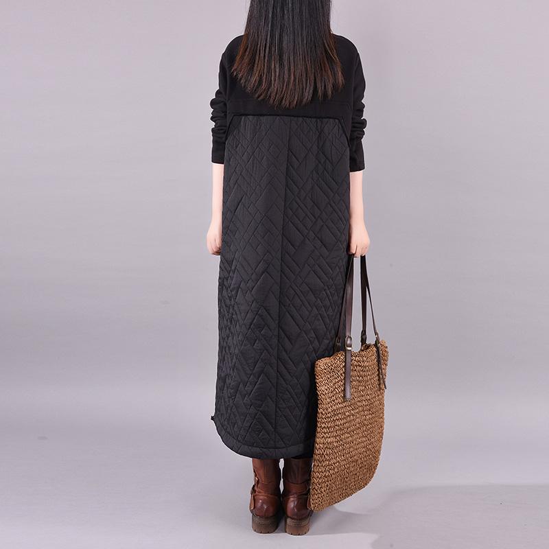 Winter Casual Padded Thick Spliced Dress