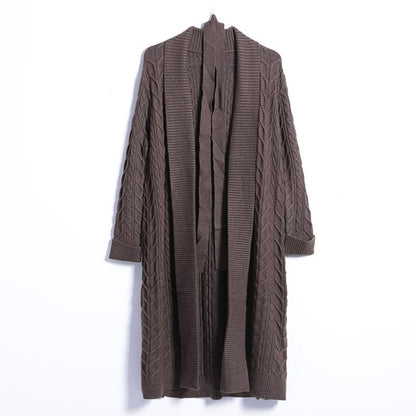 Winter Casual Solid Cardigan X-Long Long Sleeve Coat