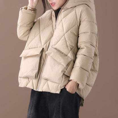 Winter Double Pockets Solid Color Down Coat