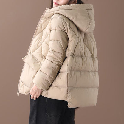 Winter Double Pockets Solid Color Down Coat