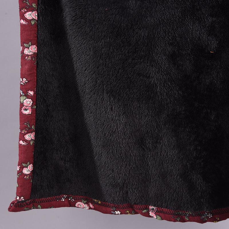 Winter Floral Plus Velvet Casual Dress