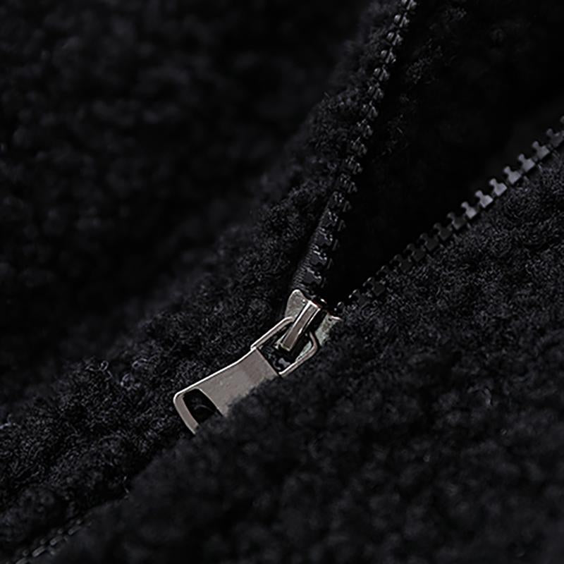 Winter Lamb Wool Stitching Hooded Coat