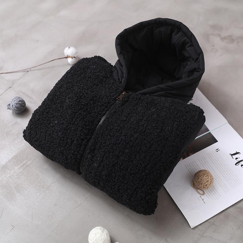 Winter Lamb Wool Stitching Hooded Coat