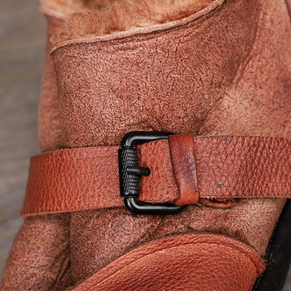 Winter Leather Comfortable Soft Bottom Wool Boots