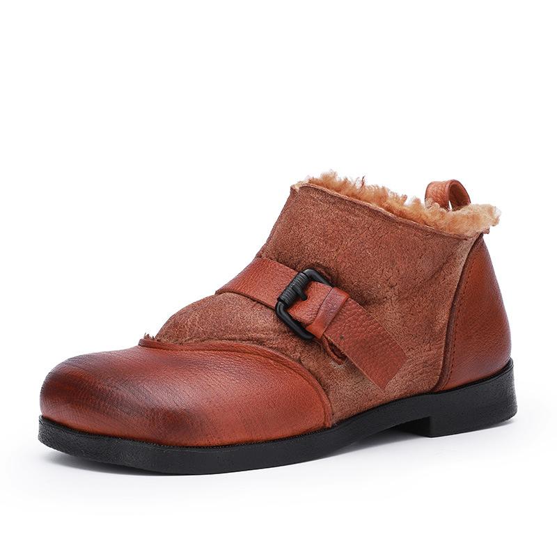 Winter Leather Comfortable Soft Bottom Wool Boots