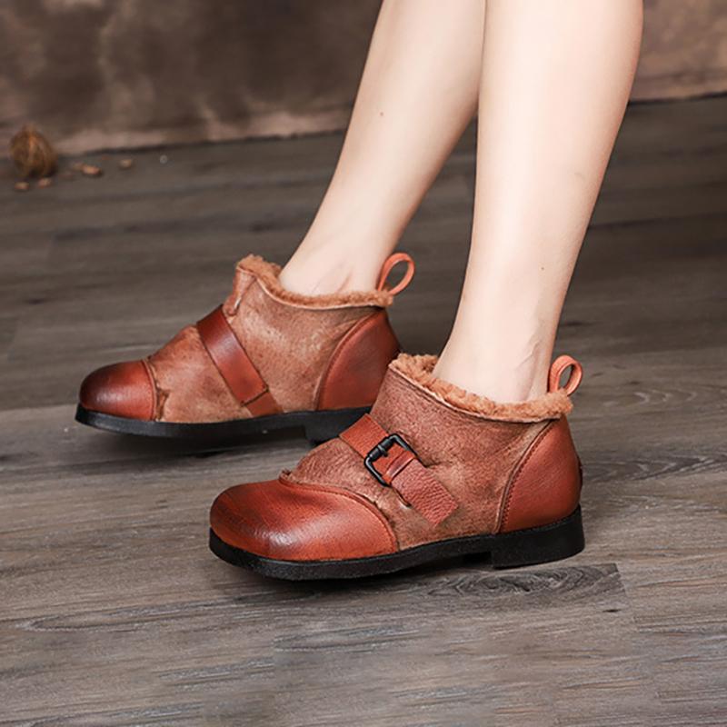 Winter Leather Comfortable Soft Bottom Wool Boots