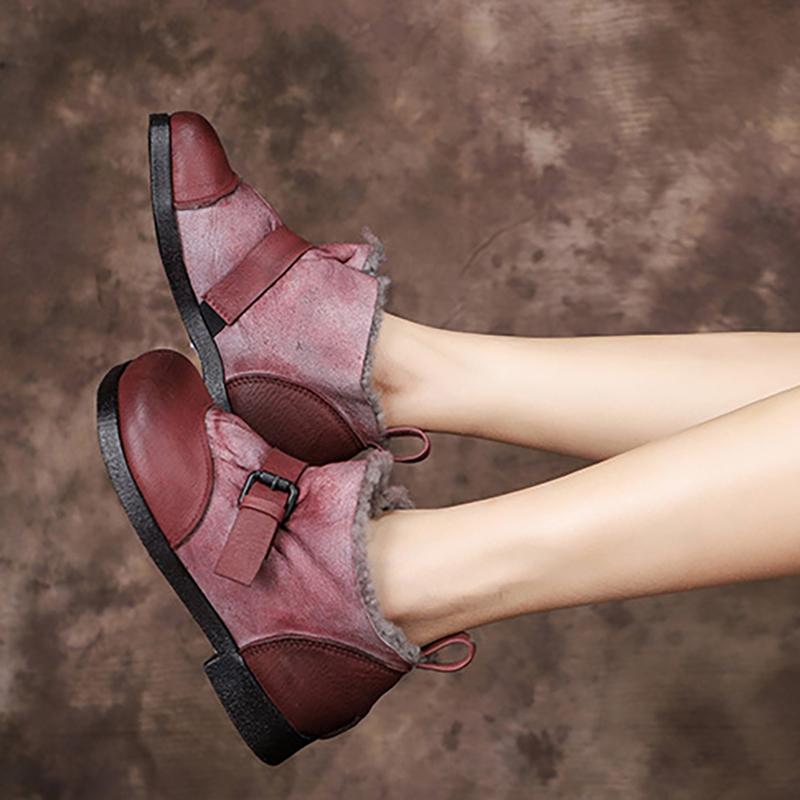 Winter Leather Comfortable Soft Bottom Wool Boots