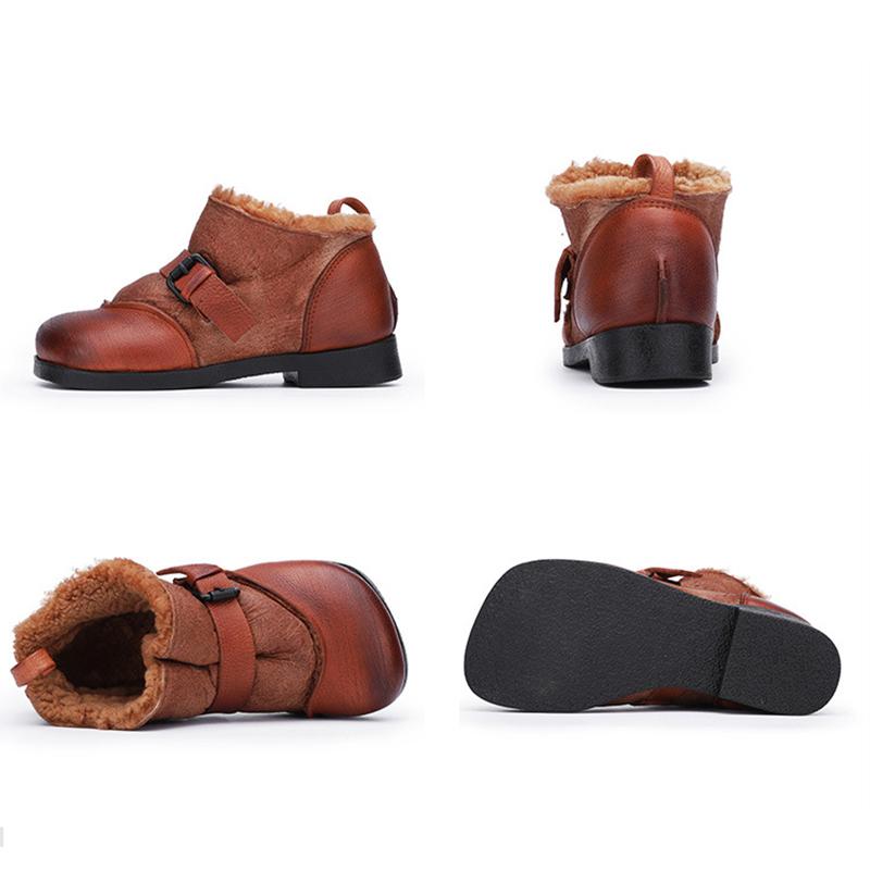 Winter Leather Comfortable Soft Bottom Wool Boots