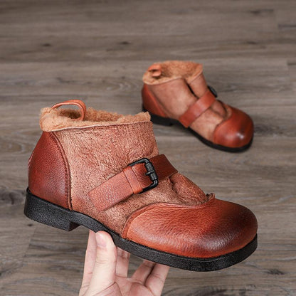 Winter Leather Comfortable Soft Bottom Wool Boots