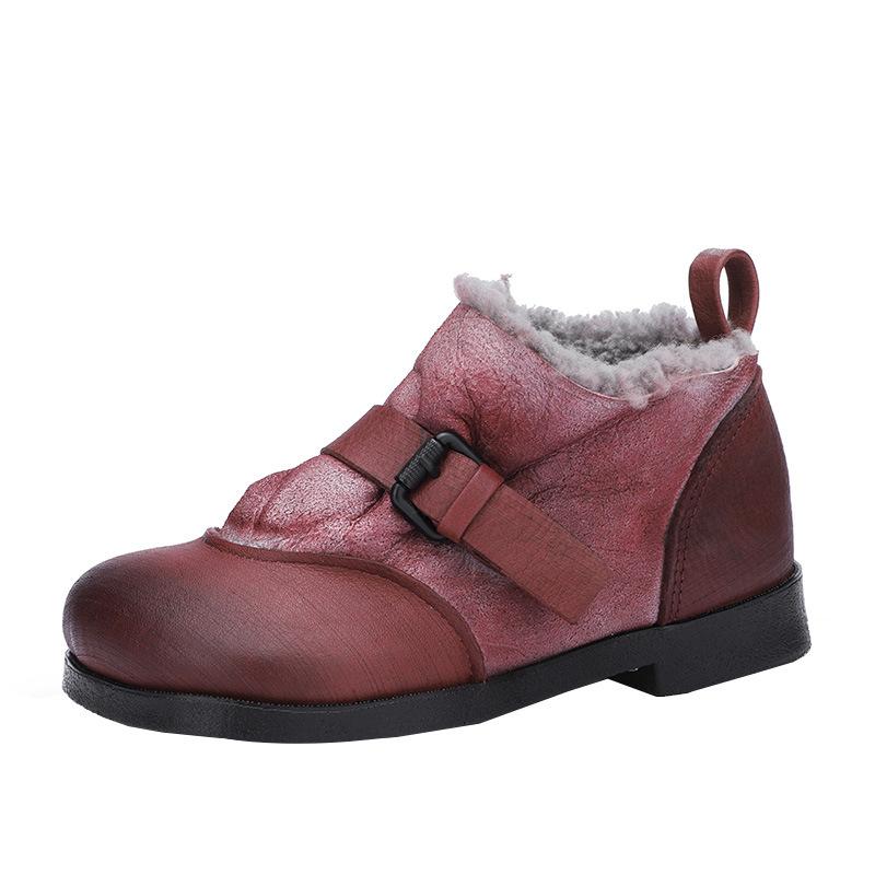 Winter Leather Comfortable Soft Bottom Wool Boots