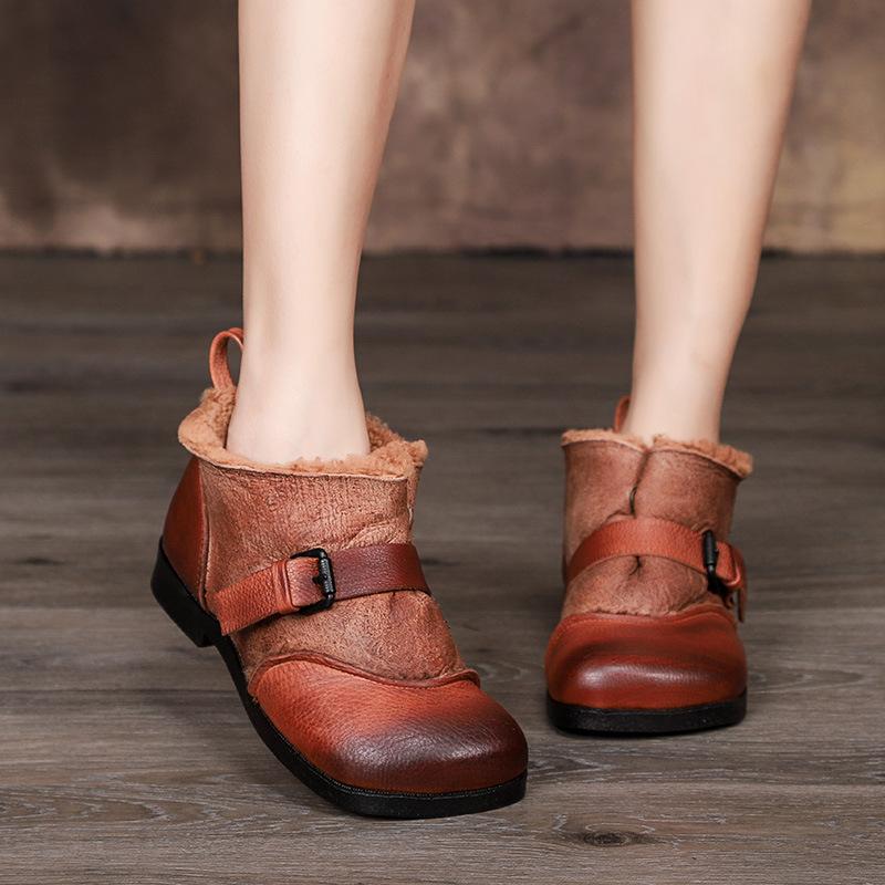 Winter Leather Comfortable Soft Bottom Wool Boots