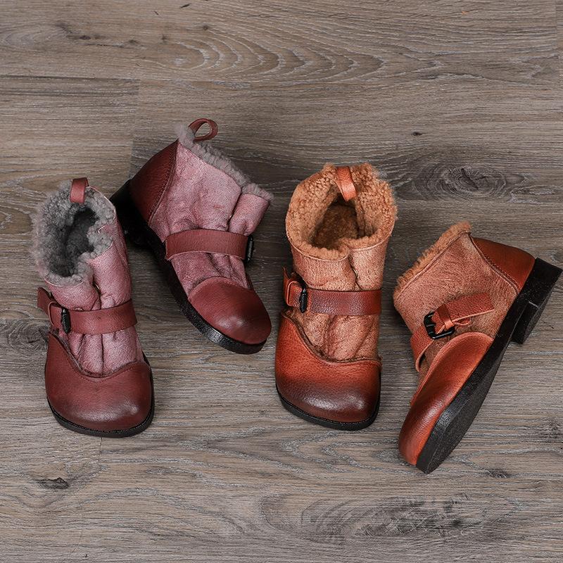 Winter Leather Comfortable Soft Bottom Wool Boots