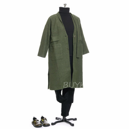 Winter Look with Turtleneck Blouse & Green Coat
