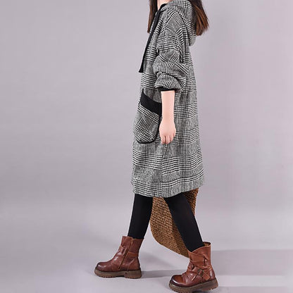 Winter New Plaid Lacing Loose Dress