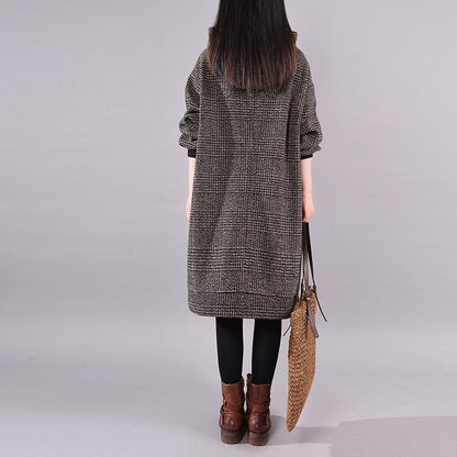 Winter New Plaid Lacing Loose Dress