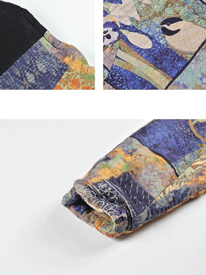Winter Printed Stitching Thermal Short Coat