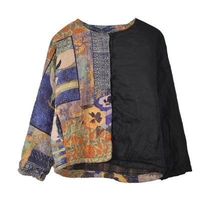 Winter Printed Stitching Thermal Short Coat