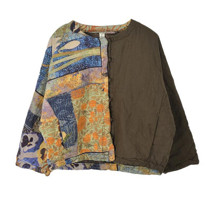 Winter Printed Stitching Thermal Short Coat