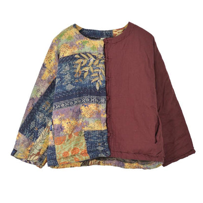 Winter Printed Stitching Thermal Short Coat