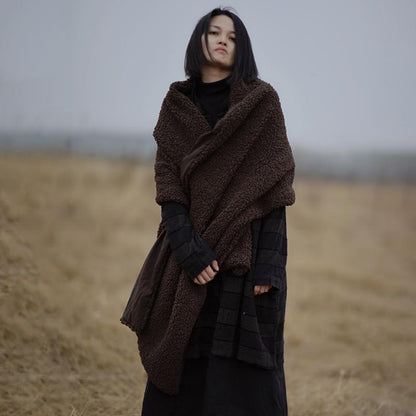 Winter Pure Color Thick Thermal Scarf