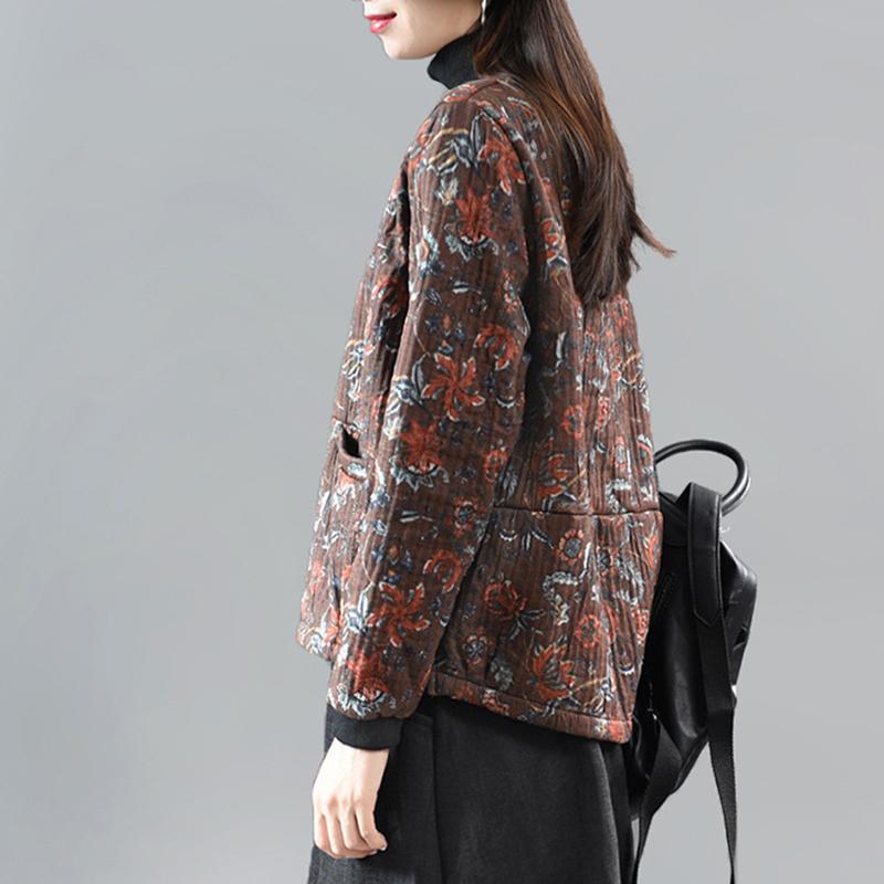 Winter Retro Floral Fleece Warm Top