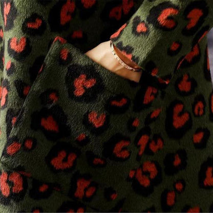 Winter Retro Leopard Loose Woolen Coat