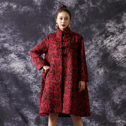 Winter Retro Leopard Loose Woolen Coat