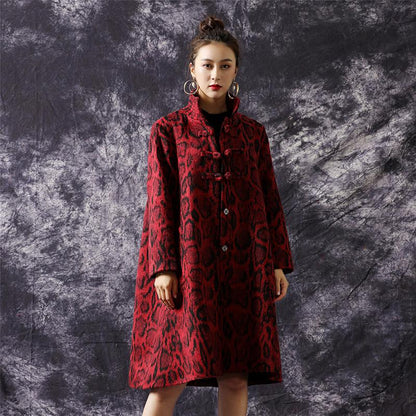 Winter Retro Leopard Loose Woolen Coat