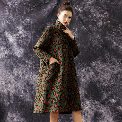 Winter Retro Leopard Loose Woolen Coat