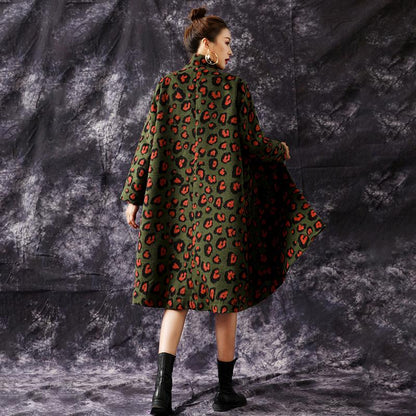 Winter Retro Leopard Loose Woolen Coat
