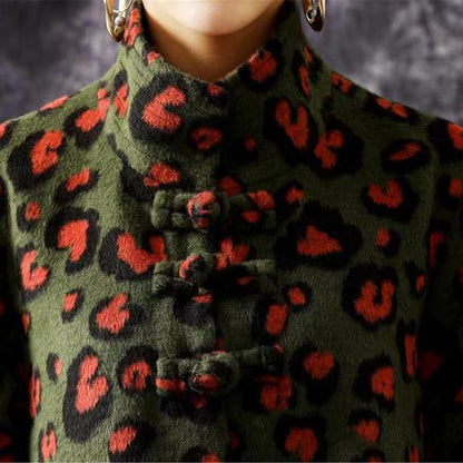Winter Retro Leopard Loose Woolen Coat