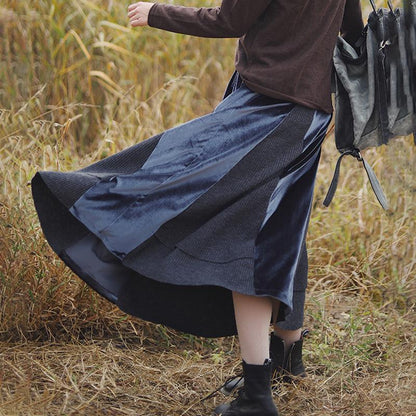 Winter Soft Comfortable Stitching A-line Skirt