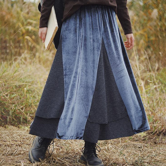 Winter Soft Comfortable Stitching A-line Skirt