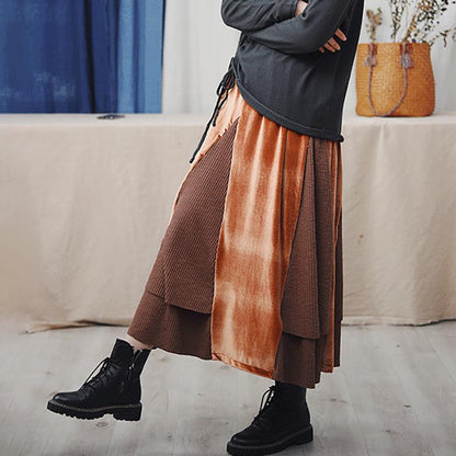 Winter Soft Comfortable Stitching A-line Skirt