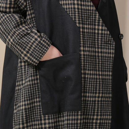 Winter Spliced Long Sleeve Lattice Women Coat