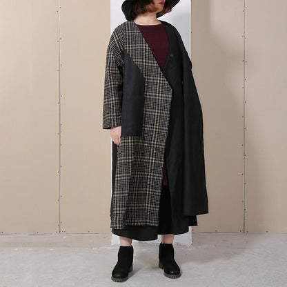Winter Spliced Long Sleeve Lattice Women Coat