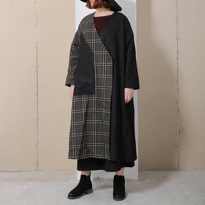 Winter Spliced Long Sleeve Lattice Women Coat