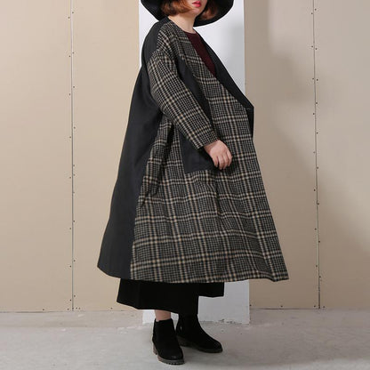 Winter Spliced Long Sleeve Lattice Women Coat