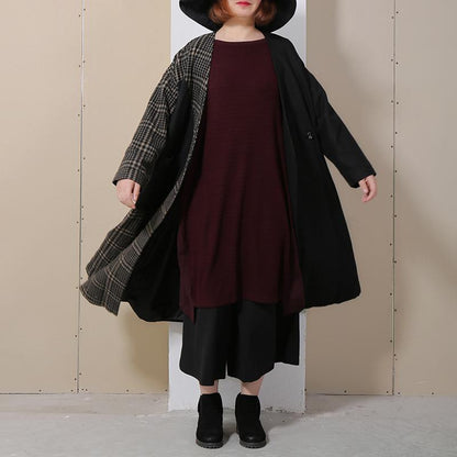 Winter Spliced Long Sleeve Lattice Women Coat