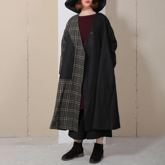 Winter Spliced Long Sleeve Lattice Women Coat